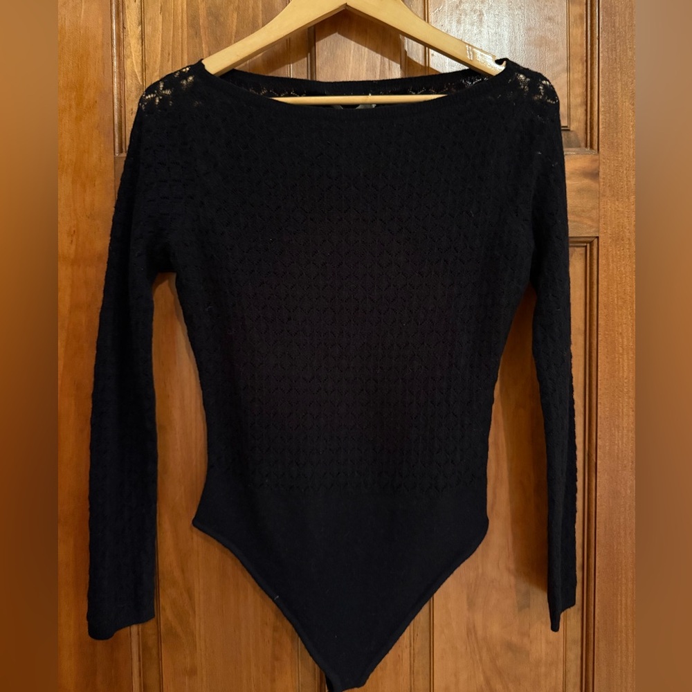 Abercrombie Black Knit Crochet Bodysuit Sz. M